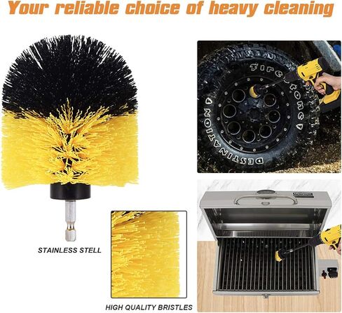 SHIELDPRO Drill Brush Attachment Set, Power Scrub Brush for Cleaning, All Purpose Scrubber Brushes with Extended Attachment for Bathroom Kitchen Surface, Grout, Tub, Shower, Tile, Corners, Car-Black in Saudi Arabia