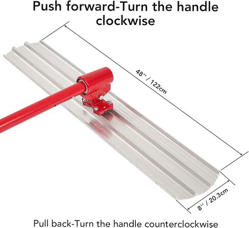 Bull Float Magnesium Concrete Float, 48 x 8" Round End Concrete Float Tool Cement Tool, Concrete Kit Bull Float with 4 Float Handle Bracket Concrete Tools Finishing（RED） in Saudi Arabia
