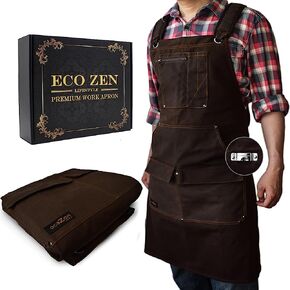 Waxed Canvas Apron (Kevlar Thread) Welding Apron - Heat&Chemical Resistant Heavy Duty Fully Adjustable to Comfortably Fit Men and Women Size S to XXL | Tool Apron Give Protection and Last a Lifetime