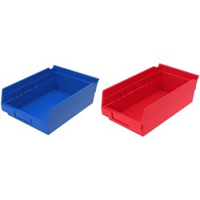 Akro-Mils 30150 Plastic Shelf Bins, Heavy Duty Storage Bins for Garage, Closet, and Drawer Organization, 12-Inch x 8-Inch x 4-Inch, Red, 12-Pack
