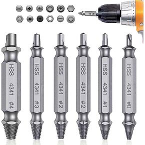 أداة إزالة البراغي الفضية التالفة والمقلدة ومجموعة رؤوس المثقاب. مجموعة من 6 قطع لفك البراغي المكسورة ومزيل البراغي in Kuwait