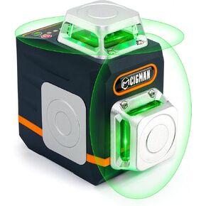 CIGMAN CM-605 Laser Level Self Leveling Green Cross Laser Line for Picture Hanging and Decoration, 360 Horizontal and 180 Vertical Lines with Rechargeable Battery and Magnetic L-Shaped Bracket