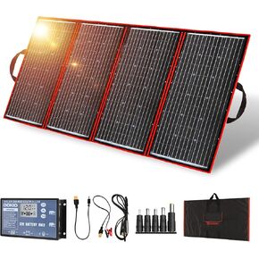 DOKIO 110w 18v Portable Foldable Solar Panel Kit (21x28inch, 5.9lb) Solar Charger With Controller 2 Usb Output To Charge 12v Batteries/Power Station (AGM, Lifepo4) Rv Camping Trailer Emergency Power