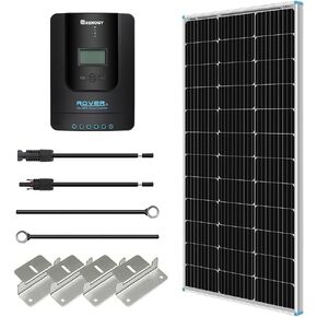 Renogy 100W 12V Monocrystalline Solar Starter Kit w/Wanderer 10A Charger Controller