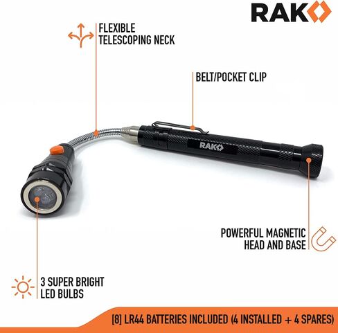 RAK Magnetic Pickup Tool - Birthday Gifts for Men - Telescoping Magnet Pickup Tool with Bright LED Lights and Extendable Neck up to 22 Inches - Cool Gadget Gifts for Men, Husband, Handyman in Kuwait