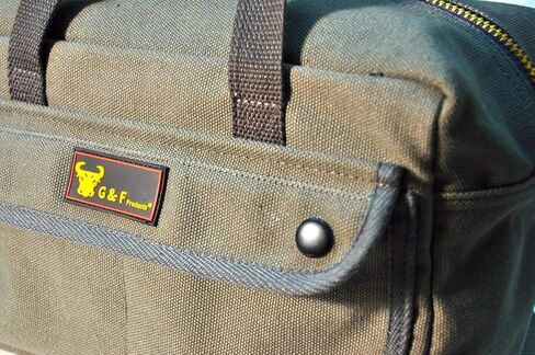 حقيبة أدوات شديدة التحمل للميكانيكا ذات الطراز الحكومي من G & F مع سحاب نحاسي وجيوب جانبية، وحقيبة أدوات للسيارات، والحفر، والحديقة، والكهربائي. أخضر زيتوني، 11 بوصة × 7 بوصة × 6 بوصة in Kuwait