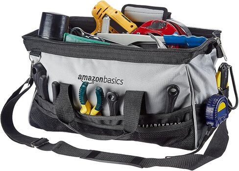 Amazon Basics Durable Wear-Resistant Base, Tool Small Standard Bag with Strap, 12 Inch, Black & Gray in Saudi Arabia