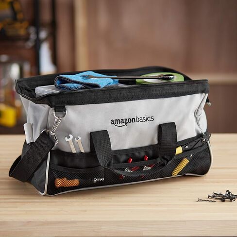 Amazon Basics Durable Wear-Resistant Base, Tool Small Standard Bag with Strap, 12 Inch, Black & Gray in Saudi Arabia