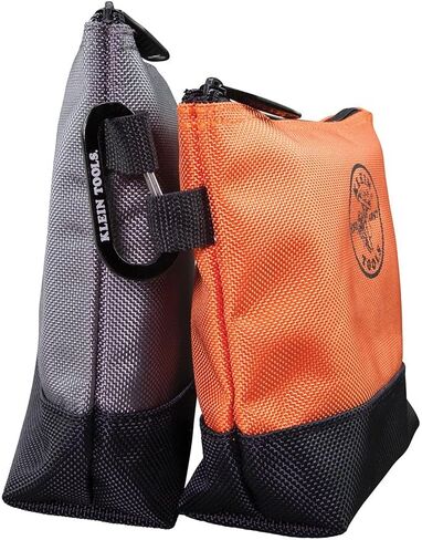 Klein Tools 55470 Utility Bag, Stand-Up Zipper Tool Bags, Tough 1680d Ballistic Weave, Reinforced Bottoms, Orange/Black, Gray/Black, 2-Pack in Saudi Arabia