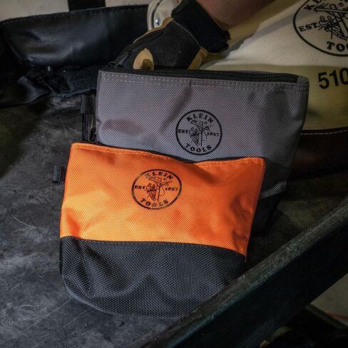 Klein Tools 55470 Utility Bag, Stand-Up Zipper Tool Bags, Tough 1680d Ballistic Weave, Reinforced Bottoms, Orange/Black, Gray/Black, 2-Pack in Saudi Arabia