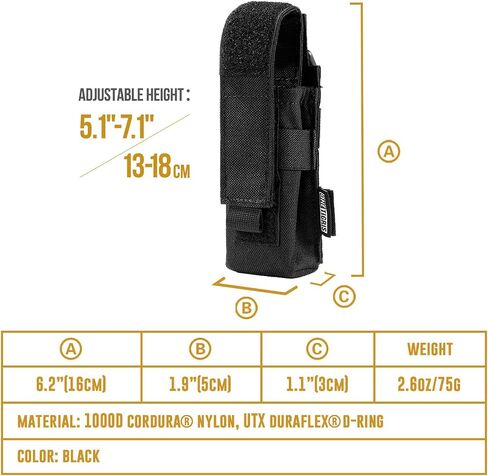 OneTigris Flashlight Holster Flashlight Holder Molle Flashlight Holster Tactical Flashlight Pouch Holder for Belt 1000D Cordura Nylon | Tactical Flashlight Holder, Fits Select Streamlight and Fenix Models for Law Enforcement, Security and EDC in Kuwait