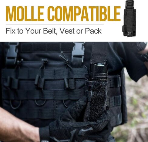 OneTigris Flashlight Holster Flashlight Holder Molle Flashlight Holster Tactical Flashlight Pouch Holder for Belt 1000D Cordura Nylon | Tactical Flashlight Holder, Fits Select Streamlight and Fenix Models for Law Enforcement, Security and EDC in Kuwait