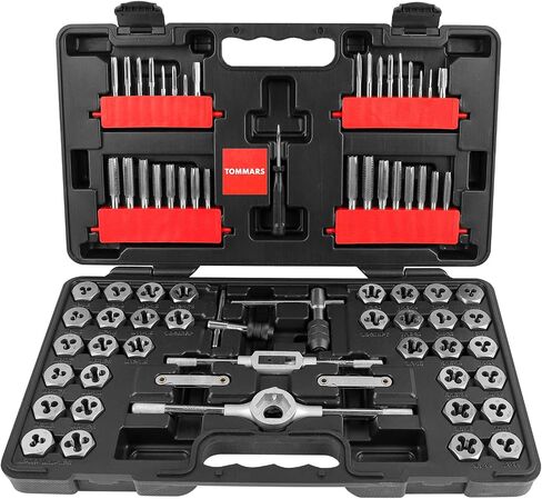 TOMMARS 51-Pc 1/4-20 to 1-14 Jumbo Tap and Die Set SAE Round Threading Dies for Threading and Rethreading Internal and External Threads in Saudi Arabia