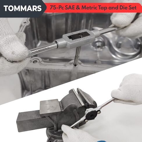 TOMMARS 51-Pc 1/4-20 to 1-14 Jumbo Tap and Die Set SAE Round Threading Dies for Threading and Rethreading Internal and External Threads in Saudi Arabia