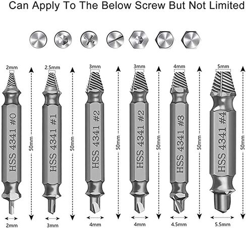 Silver Damaged&Stripped Screw Extractor Remover Tool and Drill Bit Set. Broken Bolt Extractor and Screw Remover Set of 6 Pcs in Kuwait