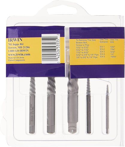 IRWIN Screw Extractor for Spiral Screws, 5-Piece (53535) in Saudi Arabia