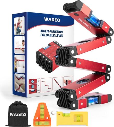 WADEO مستوى قابل للطي، أداة قياس مستوى قابلة للطي 28 بوصة، أداة مستوى قابلة للطي متعددة الوظائف مع أداتين صغيرتين لقياس متعدد الزوايا in Kuwait