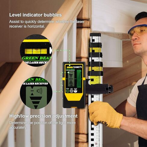 جهاز استقبال على الوجهين للكشف عن الليزر من كايوييتس LR100G، نطاق عمل يصل إلى 196 قدمًا، صفارة قابلة للتعديل، مع مشبك قضيب (فقط لـ كايويتس KT360A) in Kuwait