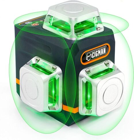 CIGMAN CM-605 Laser Level Self Leveling Green Cross Laser Line for Picture Hanging and Decoration, 360 Horizontal and 180 Vertical Lines with Rechargeable Battery and Magnetic L-Shaped Bracket in Saudi Arabia