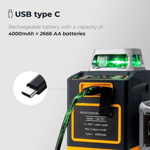 CIGMAN CM-605 Laser Level Self Leveling Green Cross Laser Line for Picture Hanging and Decoration, 360 Horizontal and 180 Vertical Lines with Rechargeable Battery and Magnetic L-Shaped Bracket in Saudi Arabia