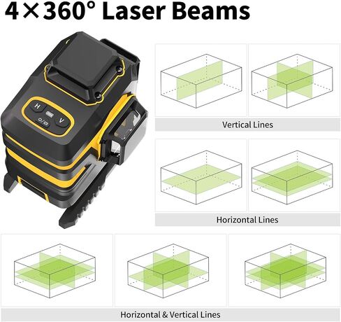 مستوى الليزر، IKOVWUK 3x360 درجة ليزر متقاطع للبناء وتعليق الصور، 12 ليزر أخضر مع تسوية ذاتية، خط عمودي وأفقي 65 قدمًا، أداة مستوى مع بطارية قابلة للشحن 5200 مللي أمبير في الساعة in Kuwait