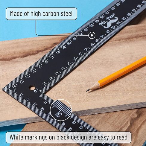 Mr. Pen- Carpenter Square, Framing Square, 8 inch x 12 inch, L Square Ruler, Framing Ruler, Carpenters Square, L Ruler, Right Angle Ruler, Framing Tools, L Shape Ruler, Metal Square, Steel Square in Saudi Arabia