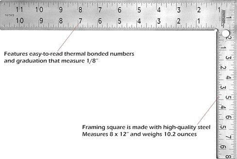 جونسون مربع نجار ستيل احترافي سهل القراءة CS10 من ليفل اند تول، 8 انش × 12 انش، فضي، 1 مربع in Kuwait