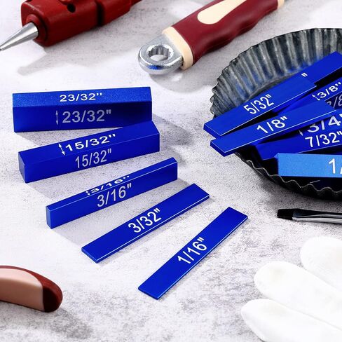 Setup Blocks Height Gauge Set, 15 Pieces Precision Saw Kit Drill Press Table Router Setup Blocks Woodworking Tool Setup Bars Accessories Aluminum Square Laser Engraved Size Markings(Blue) in Saudi Arabia