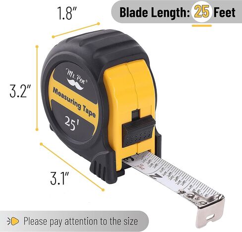 Mr. Pen- Tape Measure, 25-Foot, Steel Measuring Tape, Retractable Measuring Tape, Tape Measure with Fractions, Easy Read Tape Measure, Tape Measure 25 ft, Steel Tape Measure. in Saudi Arabia