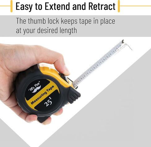 Mr. Pen- Tape Measure, 25-Foot, Steel Measuring Tape, Retractable Measuring Tape, Tape Measure with Fractions, Easy Read Tape Measure, Tape Measure 25 ft, Steel Tape Measure. in Saudi Arabia