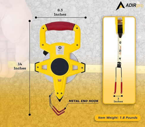 AdirPro Fiberglass 100' Appraiser’s Measuring Tape Tape Rule with Extra Large Metal End Hook for Precise Measurements, Perfect for Appraisers, Surveyors, Landscapers in Saudi Arabia