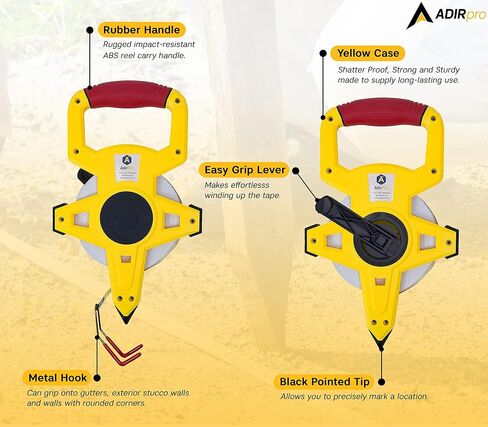AdirPro Fiberglass 100' Appraiser’s Measuring Tape Tape Rule with Extra Large Metal End Hook for Precise Measurements, Perfect for Appraisers, Surveyors, Landscapers in Saudi Arabia
