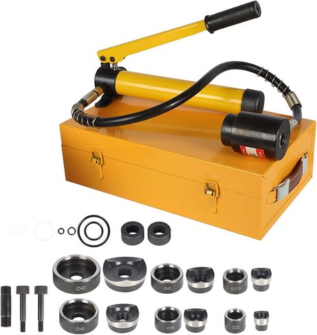 10 Ton 1/2" to 2" Hydraulic Knockout Punch Driver Tool Kit Electrical Conduit Hole Cutter Set KO Tool Kit with 6 Dies Knockout Punches for Installing Repairing Wire Pipeline Signal lamp Machinery in Saudi Arabia