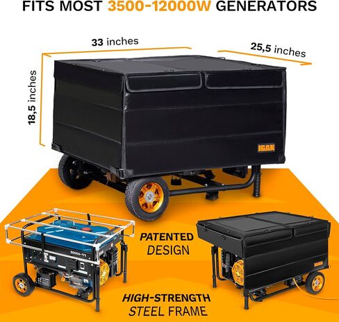 غطاء تشغيل خيمة مولد IGAN، غلاف مشمع شديد التحمل، مأوى مطر محمول مناسب لجميع الأحوال الجوية لمعظم مولدات 3500 وات - 12000 وات، غطاء مولد أسود in Kuwait