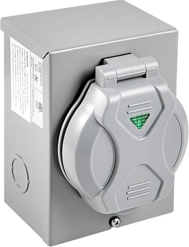 صندوق مدخل طاقة مولد IHAYNER 50 أمبير، NEMA SS2-50P، صندوق مدخل سلك مولد 50 أمبير، صندوق مدخل طاقة NEMA 14-50P لسلك مولد 3 شقوق، مقاوم للطقس، 125/250 فولت، 12500 وات، مدرج في قائمة ETL in Kuwait