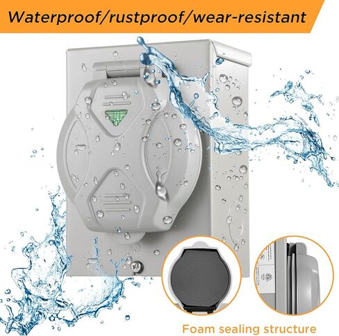 صندوق مدخل طاقة مولد IHAYNER 50 أمبير، NEMA SS2-50P، صندوق مدخل سلك مولد 50 أمبير، صندوق مدخل طاقة NEMA 14-50P لسلك مولد 3 شقوق، مقاوم للطقس، 125/250 فولت، 12500 وات، مدرج في قائمة ETL in Kuwait