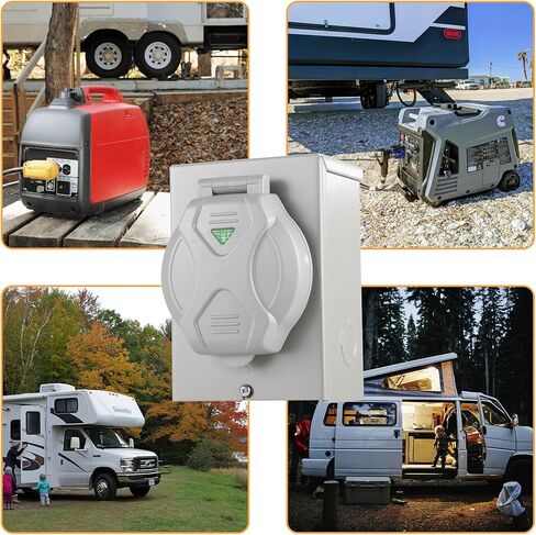 صندوق مدخل طاقة مولد IHAYNER 50 أمبير، NEMA SS2-50P، صندوق مدخل سلك مولد 50 أمبير، صندوق مدخل طاقة NEMA 14-50P لسلك مولد 3 شقوق، مقاوم للطقس، 125/250 فولت، 12500 وات، مدرج في قائمة ETL in Kuwait