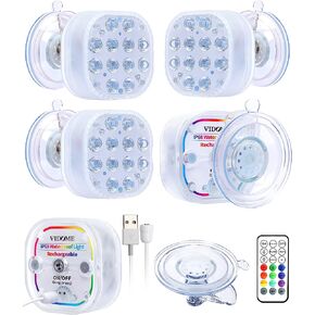 Rechargeable Pool Lights with Large Suction Cup, Color Changing Led Lights Bathtub Lights, Full Waterproof Submersible Led Light Magnetic Pool Lights Remote Controlled Shower Light Spa Light in Saudi Arabia