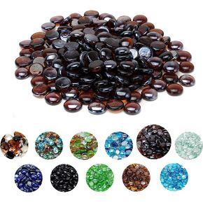 Skyflame 10-Pound Fire Glass Beads for Fire Pit Fireplace, 1/2-Inch Size Amber Reflective Decorative Blended Fireglass Drops for Landscaping