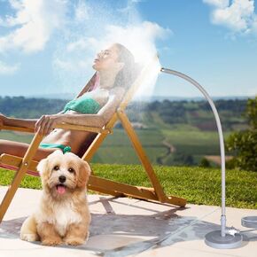 Standing Misting Cooling System for Outside Patio, Portable Mister with 32.8FT (10M) Misting Line & 3+2 Brass Nozzles for Cooling Outdoor, Stand Mister for Garden Watering, Pet & Chicken Cooling in Kuwait