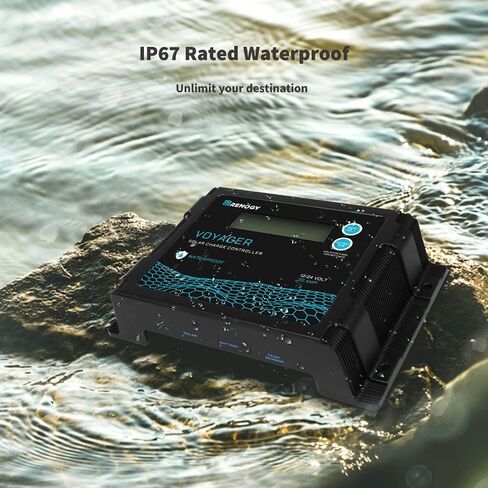 Renogy Voyager 10A 12V/24V PWM وحدة تحكم شحن بالطاقة الشمسية مقاومة للماء مع شاشة LCD لبطارية AGM، جل، مغمورة وبطارية ليثيوم، تستخدم في RVs، المقطورات، القوارب، اليخوت، Voyager 10A، أزرق/أسود in Saudi Arabia