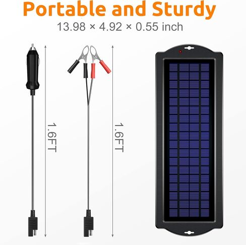 شاحن وصيانة البطاريات الشمسية المحمولة SUNAPEX 5W 12V - لوحة شمسية مدمجة - جهاز تحكم ذكي بالشحن in Kuwait