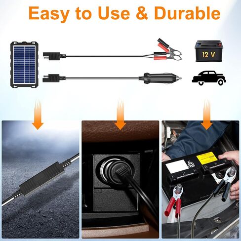 شاحن وصيانة البطاريات الشمسية المحمولة SUNAPEX 5W 12V - لوحة شمسية مدمجة - جهاز تحكم ذكي بالشحن in Kuwait