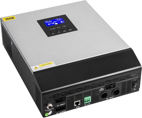 VEVOR عاكس شمسي هجين، 3KVA 2400W، عاكس موجة جيبية نقية خارج الشبكة، 24VDC إلى 110VAC عاكس متعدد الوظائف مع وحدة تحكم شحن بالطاقة الشمسية 50A PWM مدمجة، يدعم المرافق/المولد/الطاقة الشمسية in Kuwait