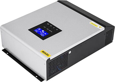 VEVOR عاكس شمسي هجين، 3KVA 2400W، عاكس موجة جيبية نقية خارج الشبكة، 24VDC إلى 110VAC عاكس متعدد الوظائف مع وحدة تحكم شحن بالطاقة الشمسية 50A PWM مدمجة، يدعم المرافق/المولد/الطاقة الشمسية in Kuwait