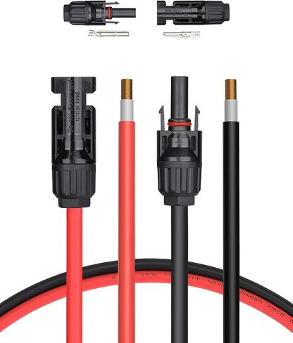 BougeRV 20 قدم 10AWG كابل تمديد للطاقة الشمسية مع موصل أنثى وذكر مع زوج إضافي مجاني من الموصلات أداة محول اللوحة الشمسية (20 قدم أحمر + 20 قدم أسود) in Kuwait