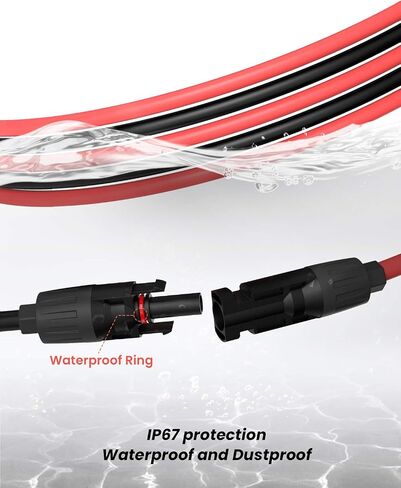 BougeRV 20 قدم 10AWG كابل تمديد للطاقة الشمسية مع موصل أنثى وذكر مع زوج إضافي مجاني من الموصلات أداة محول اللوحة الشمسية (20 قدم أحمر + 20 قدم أسود) in Kuwait