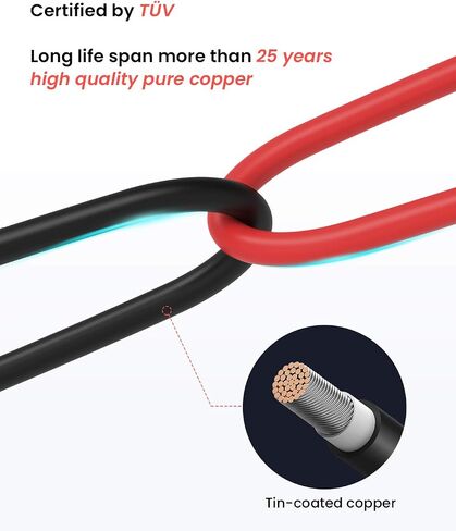 BougeRV 20 قدم 10AWG كابل تمديد للطاقة الشمسية مع موصل أنثى وذكر مع زوج إضافي مجاني من الموصلات أداة محول اللوحة الشمسية (20 قدم أحمر + 20 قدم أسود) in Kuwait
