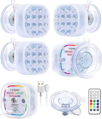 Rechargeable Pool Lights with Large Suction Cup, Color Changing Led Lights Bathtub Lights, Full Waterproof Submersible Led Light Magnetic Pool Lights Remote Controlled Shower Light Spa Light in Saudi Arabia