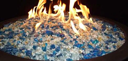 Hiland RGLASS-BB Pit Fire Glass i n Bahama Blend، تصنيف درجة الحرارة القصوى، جيد للبروبان أو الغاز الطبيعي، 10 رطل، 10 رطل in Kuwait